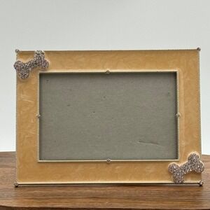 Simply Shabby Chic Enamel Picture Frame with Rhinestones Dog Bone Cream 4x6